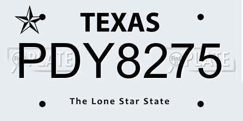 PDY8275 Texas License Plate