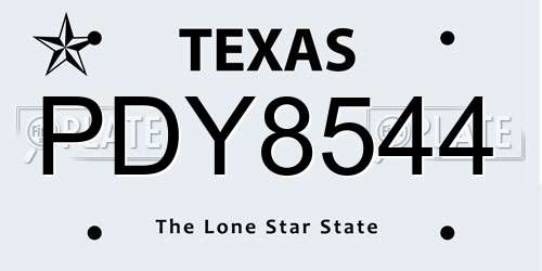 PDY8544 Texas License Plate
