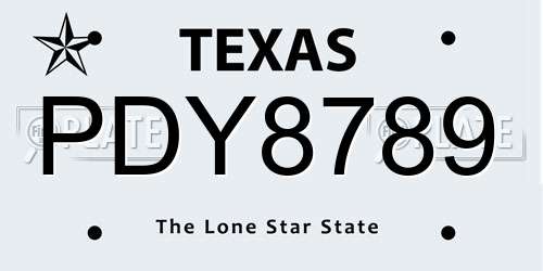 PDY8789 Texas License Plate