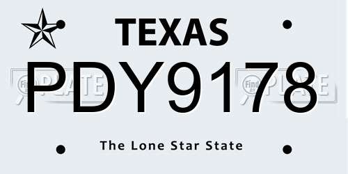 PDY9178 Texas License Plate