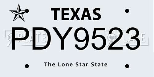 PDY9523 Texas License Plate