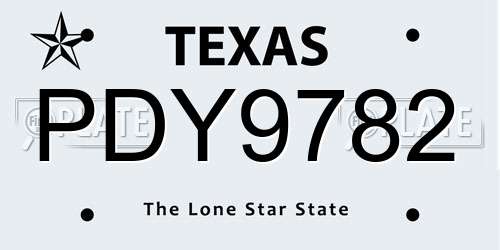 PDY9782 Texas License Plate