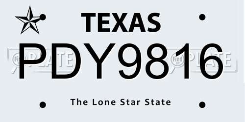 PDY9816 Texas License Plate