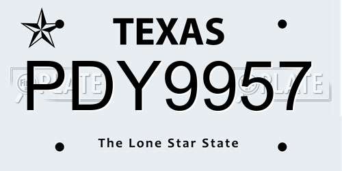 PDY9957 Texas License Plate
