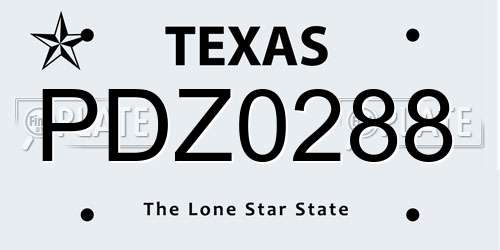 PDZ0288 Texas License Plate