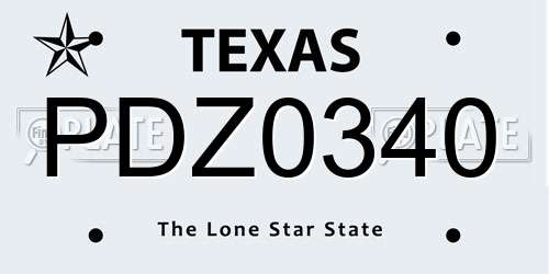 PDZ0340 Texas License Plate