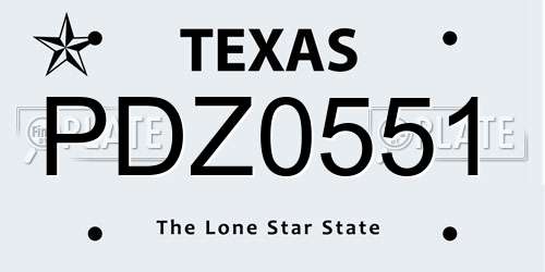 PDZ0551 Texas License Plate