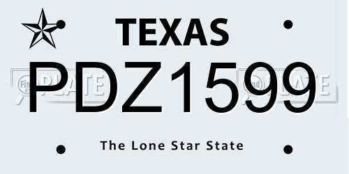 PDZ1599 Texas License Plate