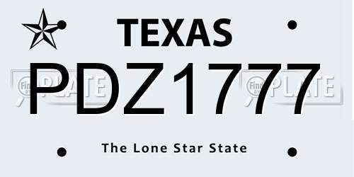 PDZ1777 Texas License Plate