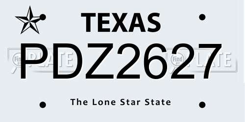 PDZ2627 Texas License Plate