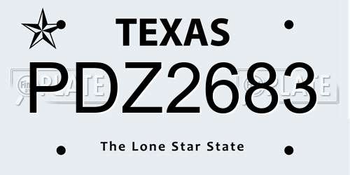 PDZ2683 Texas License Plate