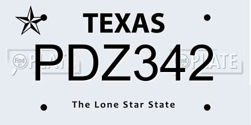 PDZ342 Texas License Plate