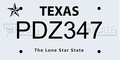 PDZ347 Texas License Plate