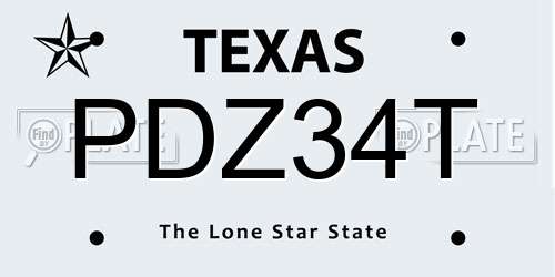PDZ34T Texas License Plate