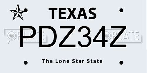 PDZ34Z Texas License Plate
