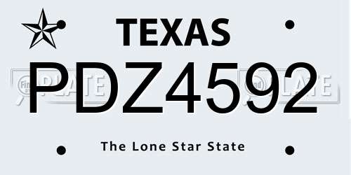 PDZ4592 Texas License Plate