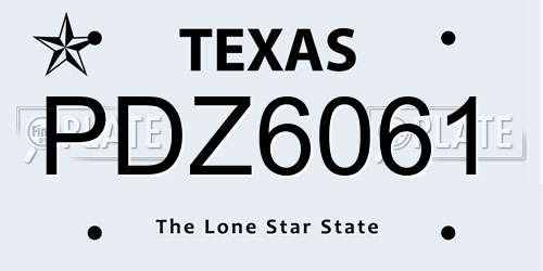 PDZ6061 Texas License Plate