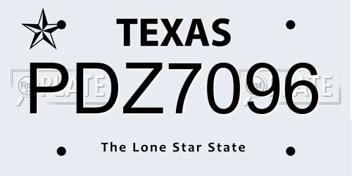 PDZ7096 Texas License Plate