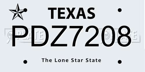 PDZ7208 Texas License Plate