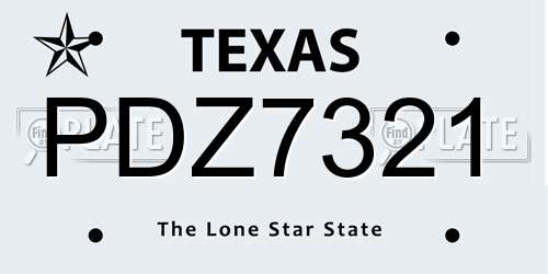 PDZ7321 Texas License Plate
