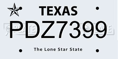 PDZ7399 Texas License Plate
