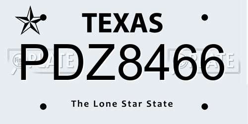 PDZ8466 Texas License Plate
