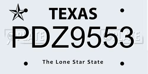 PDZ9553 Texas License Plate