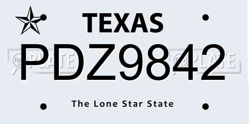 PDZ9842 Texas License Plate