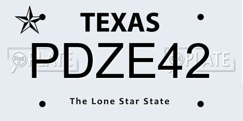 PDZE42 Texas License Plate