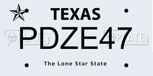 PDZE47 Texas License Plate