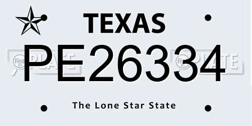 PE26334 Texas License Plate
