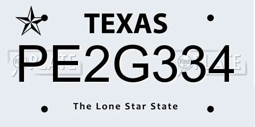 PE2G334 Texas License Plate