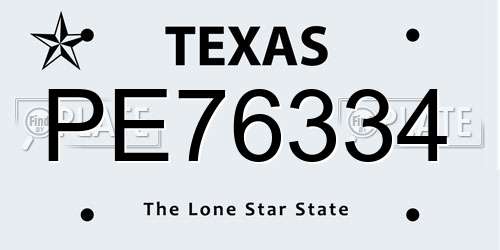 PE76334 Texas License Plate