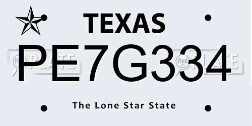 PE7G334 Texas License Plate