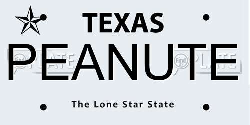 PEANUTE Texas License Plate
