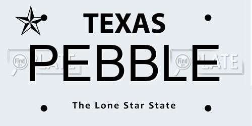 PEBBLE Texas License Plate
