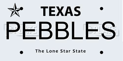 PEBBLES Texas License Plate