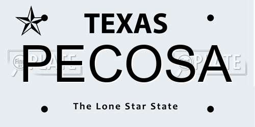 PECOSA Texas License Plate