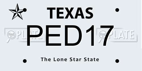 PED17 Texas License Plate