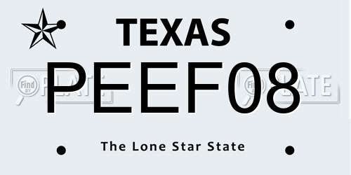 PEEF08 Texas License Plate