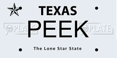 PEEK Texas License Plate