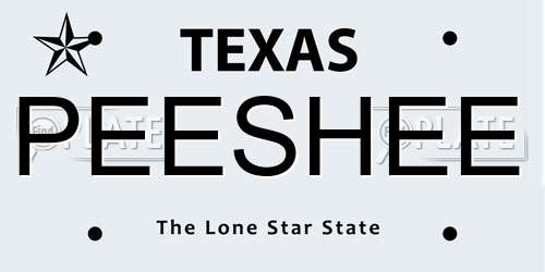 PEESHEE Texas License Plate