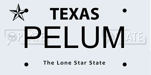 PELUM Texas License Plate