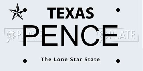 PENCE Texas License Plate