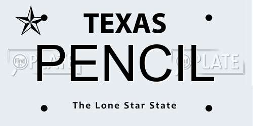 PENCIL Texas License Plate