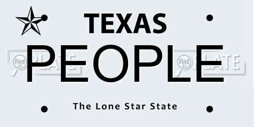 PEOPLE Texas License Plate