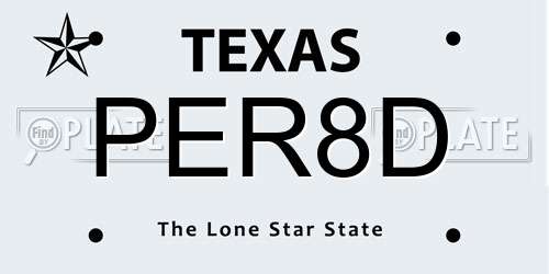 PER8D Texas License Plate