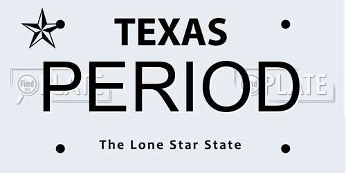 PERIOD Texas License Plate