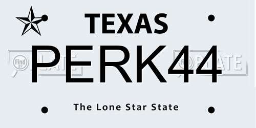 PERK44 Texas License Plate
