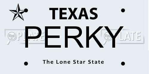 PERKY Texas License Plate